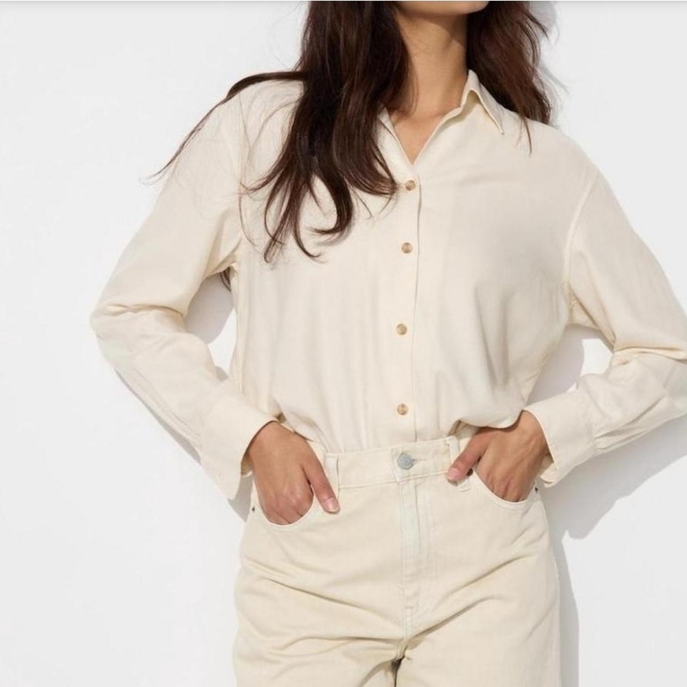 Uniqlo Japan Light Tan Button Up Shirt